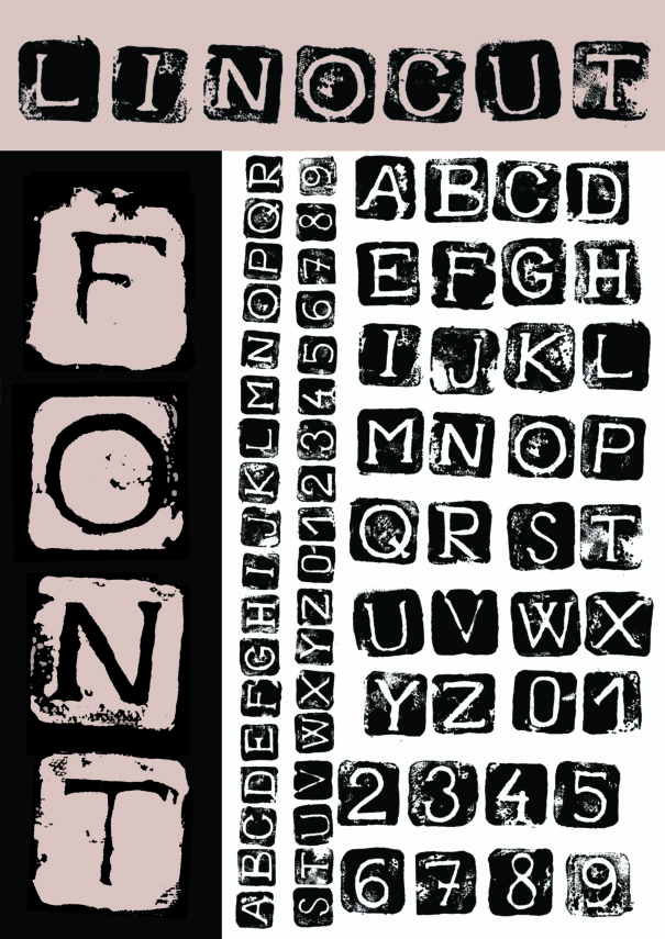 autorská abeceda Linocut